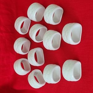 Ceramic  Napkins   Rings White Set of 12